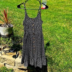 Japna black floral rayon summer dress Sz M